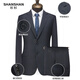SHANSHAN Shanshan Wool Suit Men's Four Seasons Anti-wrinkle Slim Professional Suit Complete Business Dress Jacket Houndstooth Navy Blue 185A /52 (Pants Size 36)