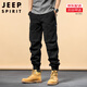 JEEP SPIRIT休闲裤男工装春秋季男士高街复古百搭束脚长裤运动大码胖子易打理 MQF679黑色 30