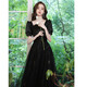 
Seidler high-end evening dress women's banquet temperament 2025 new strapless fairy style student long style host light luxury niche black L