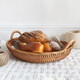 Zhenculinary Vietnamese oval woven fruit basket with handle, living room snacks, groceries, candy, melon seeds, hotel restaurant, fruit tray, coffee table, fruit bread, dessert storage basket, oval fruit basket 38*32*12CM