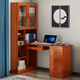 Yuanlin beam material Chinese style all solid wood desk bookshelf combination home writing desk bedroom solid wood one-piece corner computer desktop table 1.4 meters walnut color