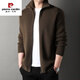 Pierre Cardin Strick Jacke Herren Herbst Koreanische Version Antriebsstrahl-Strickjacke Top High-End Casual Reißverschluss Cardigan Pullover Männer 87558 Deep Coffee 2xl (145-165jin [Jin gleich 0,5 kg])