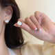 High-end light luxury round cat's eye stone earrings for women niche design unique earrings 2024 new ear jewelry gold circle cat's eye stone earrings one pair