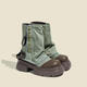 Fan Xiaoru Jeans Beinstiefel 2024 neue kurze Stiefel Dicke Sohle Martin Stiefel Retro Britische Stapelstiefel Hochdarmte Western Denim Stiefel Blau 37