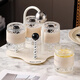 Xiderun Light Luxury Cup Set Home Living Room Hospitality Tea Cup High-Looking Cream Style New Home Cup High-end Glass Water Cup with Leather-Milk White 6-Cup Set