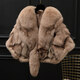 
YOUWen 2024 new autumn and winter Haining Fox Fur Jacket Women's Short Shawl Integrated Fur Light Gray M