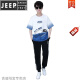 JEEP SPIRIT夏季青少年短袖t恤男孩少年衣服高中初中学生夏装帅气运动套装潮 白蓝色 套装TZ9226款 S【60-75斤】