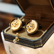 Permanent winding tourbillon movement high-end French cuff links for men's light luxury cuffs custom shirt suit sleeve nails Gun color Swiss movement 2 generation permanent dustproof glass cover