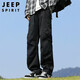 JEEP SPIRIT Jeep overalls men's autumn and winter loose casual pants men's outdoor straight pants men's pants black 2XL