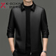 JINBA new autumn and winter middle-aged lapel genuine leather jacket for men slim sheepskin daddy casual leather jacket 8116 black single leather one size 190/56