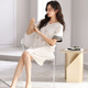 Langsha Nightgown (Langsha) Champe de nuit pour les femmes en été mince de glace mince en soie cool à manches courtes pour femmes dans les mères imitées de nouveaux vêtements de maison haut de gamme 9926 m [150-160 cm / 90-110jin [Jin est égal à 0,5 kg]]]