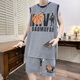 Pei Shiyans Sommer-Eis Silk-ärmellose T-Shirt Boy 12-15 Jahre alte Junior- und Senior High School-Schüler Big Children's Weste Basketball Uniform Sportanzug Trend 6636 Blue Weste + Shorts M 80-100jin [Jin gleich 0,5 kg]