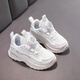 Hongxing Children's Girls's Schuhe rotierendes Knopf Leder Net NEW Frühlings- und Herbst-Kinder-Sportschuhe mittelgroße Kinder Laufschuhe 9911 Weißes Netz 30