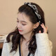 Idel's Houndstooth Imitation Pearl Hairpin Hairband Women's Spring and Summer Versatile Outing Headband 2025 New Temperament Headwear Hair Accessories Houndstooth Light Luxurious and High-Level Hairband F1386