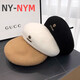 NY-NYM Korean style woolen beret women's autumn and winter large head circumference versatile octagonal hat Japanese style literary and artistic little painter hat off-white min beret
