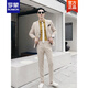 ROMON Host Clothing Men's White Suit Slim Dress Wedding Singer Performance Suit Youth Studio Suit White L Two-piece Set