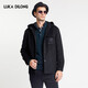 Lucadilong [Wolle + Mulberry Seide] Klassischer Stil personalisierter Modemuster gedruckter Taschenmänner Wolljacke Männer schwarz l 50