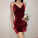 Fangluyu Frühling und Herbst neuer niedriger Hosenträger Slim Hip Rock Velvet Sexy Basisrocktechniker Arbeit Kleidung 1047 Burgund hochwertige Version Eins Größe S