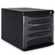 
Deli 9794 four-layer desktop file cabinet with lock drawer information storage cabinet Office supplies Transparent thickened black