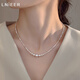 Lnieers925 Silber zerkleinerte silberne Perlenhalskette für Frauen Hochgeschwindigkeitslächel -Speise Design Shi Jia Qiang Leichte Schlüsselbeutel Kette Frauentag Geschenk [S925 Silber] Shi Jia Zhu gebrochene Silber Halskette