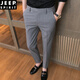 JEEP SPIRIT autumn and winter gray casual pants for men business slim suit pants for small feet nine-point trousers plus velvet trousers trendy 723 plus velvet-medium gray 9-point trousers 30 Weight 110Jin[Jin equals 0.5 kg]-119Jin[Jin equals 0.5 kg]