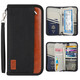 Sky Forest Passport Bag Travel Document Storage Ticket Clip RFID Card Bag Multi-function Zipper Passport Clip Black