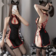 Guiruo sexy underwear jk suit SM thong alternative sexy SM maid adult bundle patent leather three black cheongsam + thong