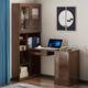 Yuanlin beam material Chinese style all solid wood desk bookshelf combination home writing desk bedroom solid wood one-piece corner computer desktop table 1.4 meters walnut color