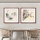 Zi Teng Suixuan new Chinese style ink flower and bird painting living room background wall decoration painting restaurant dining room hanging painting entrance bedroom mural picture 9 60*60cm mahogany color solid wood frame