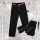 Yimuqi European Station 202 autumn and winter new fat m high waist jeans for women, slimming cigarette trousers, cigarette trousers, nine-point pants, 693 rear button pants, high elastic spring and autumn style 8XL s 8095Jin[Jin equals 0.5 kg]
