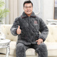 凯旋世家男士睡衣冬季加厚加绒珊瑚绒三层夹棉中老年爸爸家居服套装秋冬款 C9921#黑灰色男【长毛绒】 XXL(145-165斤)三层加厚