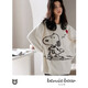 
Benny Bear Beiyeon Snoopy Fall and Winter Pajamas Women's Long Sleeve Round Neck Pullover Half-Side Fleece Set Warm Coral Fleece Home Clothing F6996 Color M (Height 160, Weight about 90-100)