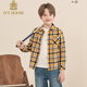 IVY HOUSE Ivy children's clothing boys' long-sleeved shirt big children's autumn new plaid shirt casual sports versatile college style yellow plaid 130cm