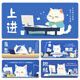 Drei-Farben-Katzen-Maus-Pad Super Large Girl Office Niedliche Cartoon-Arbeiter Büro Einfacher Schlafsaal Text Computer Tastaturschalter Pad Notebook Studie Pad handgezeichnet benutzerdefinierte Anti-Schlupf-Schleuderkante 12222 Geduld, um die Arbeit zu erhalten, 80 cm x 30 cm x 4 mm