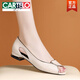 CARTELO brand broken-size fish mouth sandals for women flat heel soft face soft sole genuine leather open-toe summer women's shoes 2025 new versatile off-white 37 [Suggested to take a size smaller for thin feet]