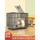 JPHZNB home indoor cat cage with toilet in one, does not take up space, large two-story cattery with extra large free space, pink basic package one, S-size 50*32*38cm