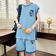Pei Shiyans Sommer-Eis Silk-ärmellose T-Shirt Boy 12-15 Jahre alte Junior- und Senior High School-Schüler Big Children's Weste Basketball Uniform Sportanzug Trend 6636 Blue Weste + Shorts M 80-100jin [Jin gleich 0,5 kg]
