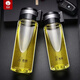 Copa de vidrio Sino Vidrete Mango portátil de gran capacidad de una sola capa con taza de taza anti-escaladera para la copa de té de automóviles en casa de los estudiantes Copa 9076-695 ml de grandes