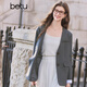Betu women's spring new suit V-neck tie loose suit jacket women 2501T46 gray XS