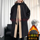 Lovren thickened cotton autumn and winter contrasting color hooded windbreaker men's medium-length large size loose casual knee-high parka coat black cotton 3XL (suitable for 175-210Jin Jin equals 0.5 kg)