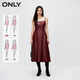 ONLY秋冬时尚休闲百搭纯色吊带百褶连衣裙女|12347Y001 HAZ檀木红ROSEWOOD_LEATHER23 XS 155/76A