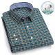 Nobel Paul (Nobolpaul) nueva camisa de manga larga a rayas para el algodón de algodón de oxford de algodón masculino, lavado de agua, planchado gratuito, casual de negocios, grasa y rejilla amarilla oscura de color verde oscuro 679 43 [sugerido 170-185 Jin [Jin equivale a 0.5 kg]]