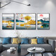 Tongdi Nouveau salon chinois Décoration peinture canapé fond mur moderne moderne simple villa hall paysage peinture triple peinture suspendue 10 jiahe fugui-12124 Middle 80 * 60 40 * 60 cadres noirs des deux côtés (peinture en porcelaine cristalline)