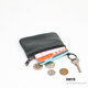 Kangaroo zipper change key bag genuine leather men's short wallet mini coin handbag women's black small