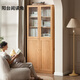 Genji Muyu solid wood bookcase study room simple bookshelf storage cabinet integrated household oak glass door floor-to-ceiling cabinet four-door bookcase (85*32*200cm) (new partition)