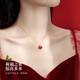 CHINA GOLD Apple 18K Gold Necklace Women's Red Agate Pendant Christmas Birthday Gift for Girlfriend and Wife Practical and High-end 18k Small Apple Red Agate Pendant + 18K Gold Chain