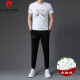 皮尔卡丹（pierre cardin）运动休闲套装男夏季薄款桑蚕冰丝印花短袖韩版痞帅潮流个性痞帅风 9227黑色 165/M