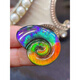 Luxurious American goods Canadian ammolite cosmic snail bare stone pendant rainbow color with pink Specifications28*22mm