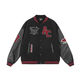 A Chock [Achock] National Trend American Retro Kontrast Baseball-Jacke Handtuchabdruck Neue Style Bomber Jacket Trend WW728-Black-High-Qualität M 90-100jin [Jin ist 0,5 kg]