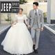 JEEP SPIRIT traje de novio de verano para hombre vestido de novia versión coreana ropa formal profesional informal de negocios delgada 9888# gris claro (traje + chaleco + pantalones) S